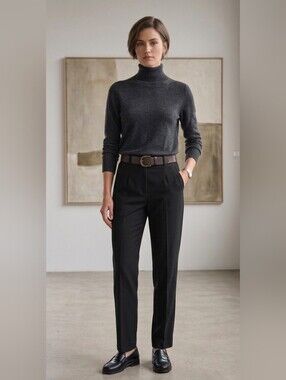 90s Vintage Black Straight-Leg Trousers Size 16/XL